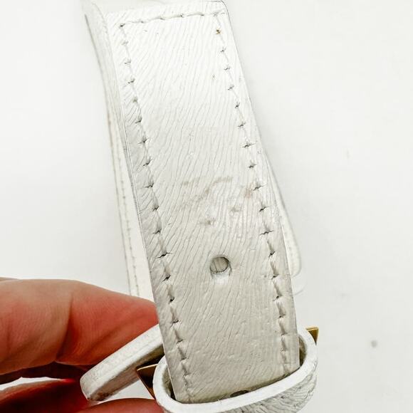 Fendi vintage white leather gold double buckle adjustable belt size 80 CM / 32” - Picture 7 of 8